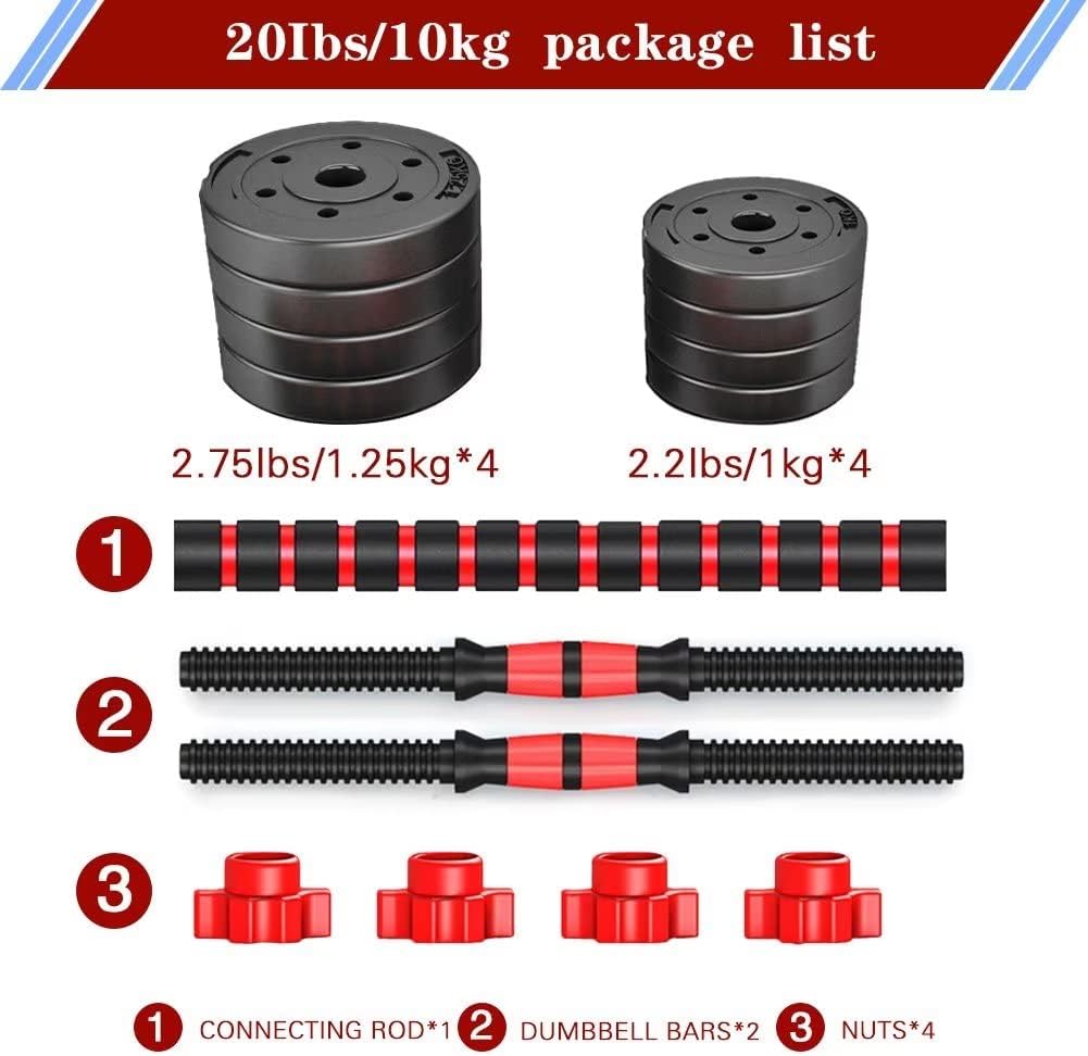 Adjustable-Dumbbells-Sets Free Weights Dumbbells Set of 2 Convertible To Barbell A Pair of Lightweight for Home Gym Equipment 20/30/40/60/80lbs
