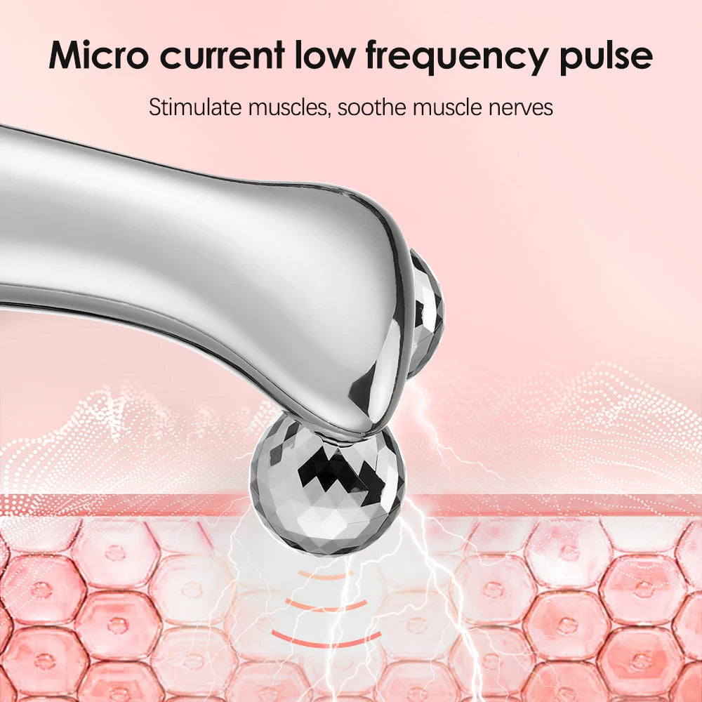 4D Microcurrent Face Massager Roller Electric Rechargeable Face Lift Roller Arms Legs Massager for Anti Aging Wrinkles Facial Massage