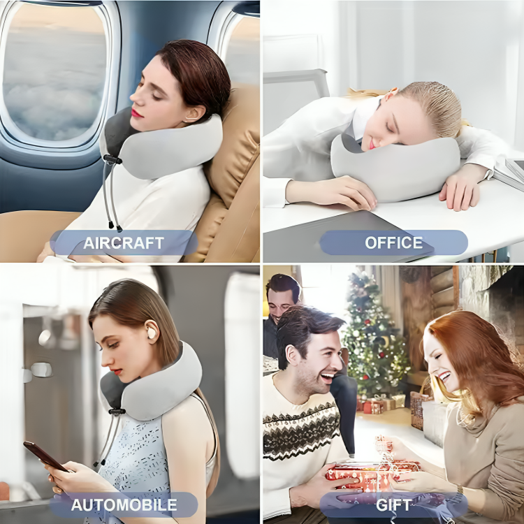 Neck Massager Portable Cervical Massager Plane Heated Pillow Massage Ideal for Travel Relaxation & Office Kneading Intelligent Heat Rolling Modes Memory Foam Comfortable