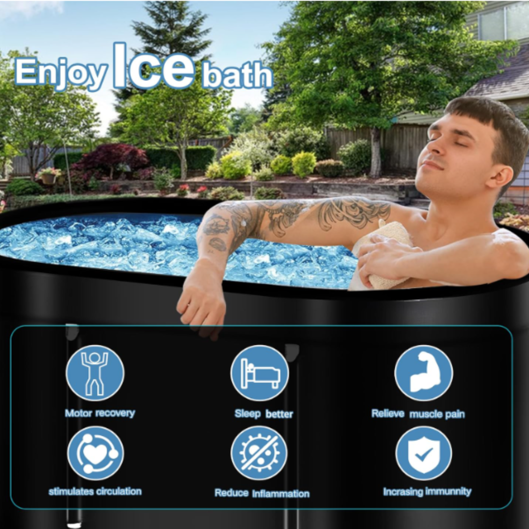 Ice Bath Upgrade XL 129 Gal Multiple Layered Portable Outdoor Cold Plunge Tub for Recovery Large Oval Ice Bath Tub Athletes Cold Plunge Foldable Ice Baths for Home Gyms Indoor