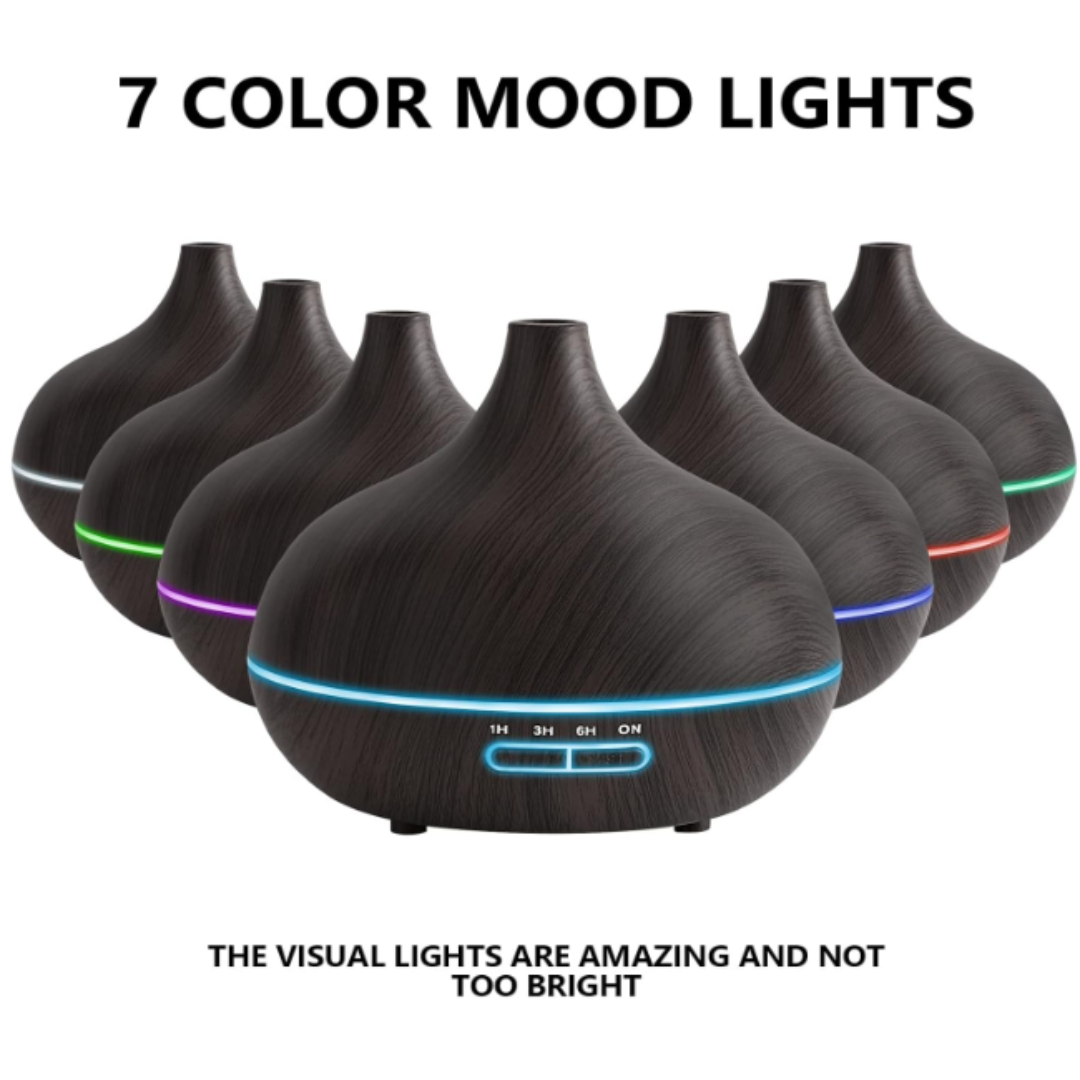 Aromatherapy Diffuser 550ml Essential Oil Diffuser Silent Humidifier Large Room Low Noise Wood Grain Ultrasonic Diffusers
