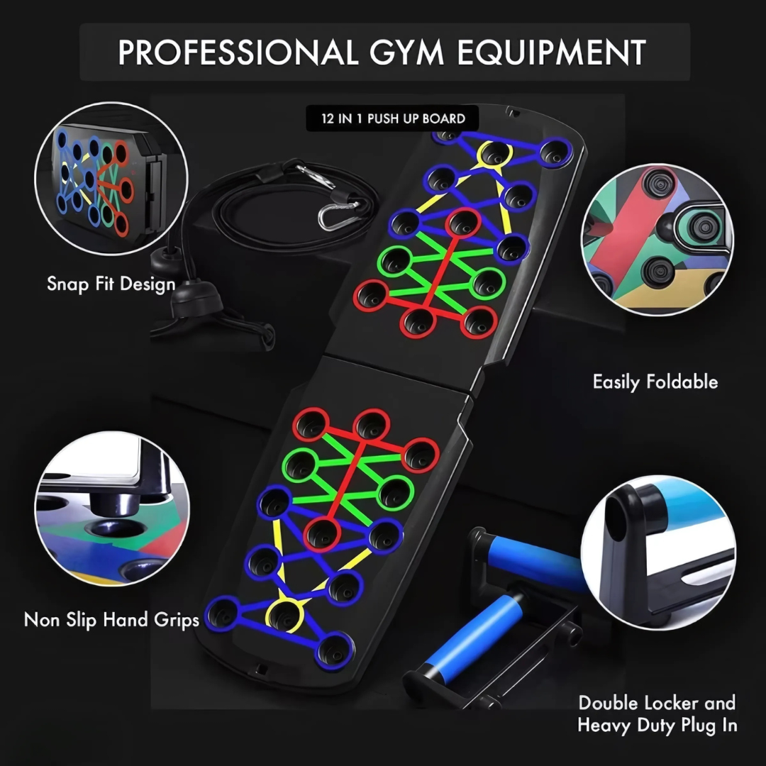 Push Up Board Home Gym Portable Exercise Equipment Pilates Bar Fitness Accessories with Resistance Bands Full Body Workout at Home