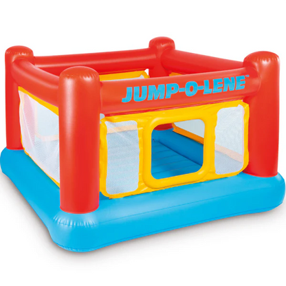 Intex Inflatable Jump-O-Lene Indoor or Outdoor Playhouse Trampoline Bounce Castle House with Crawl-Thru Door and Net for Kids Ages 3-6