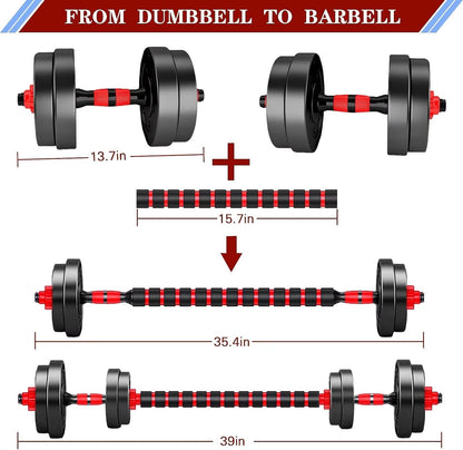 Adjustable-Dumbbells-Sets Free Weights Dumbbells Set of 2 Convertible To Barbell A Pair of Lightweight for Home Gym Equipment 20/30/40/60/80lbs