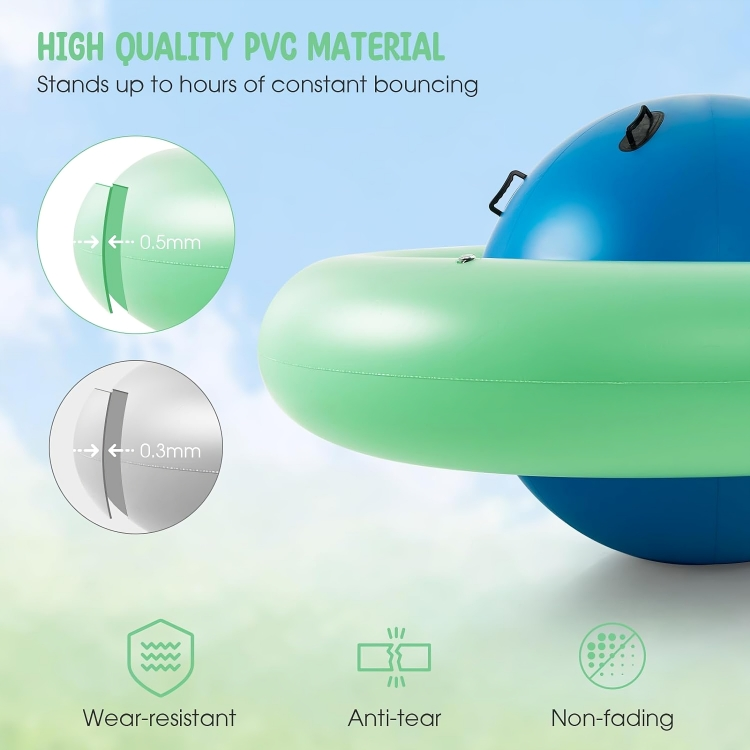 Inflatable Dome Rocker Bouncer 88'' Kids Giant Rocker Bounce Rotate Ball Teeter Totter Seesaw Climbing Bridge with 6 Handles Blow Up Giant Rocking Ball Kids Inflatable Rotating Ball
