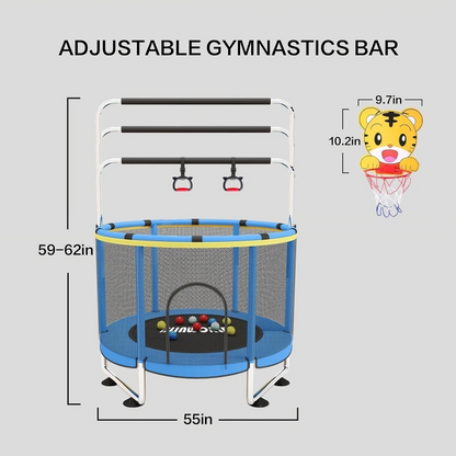 Trampoline for Baby Kids Adjustable Baby Toddler Trampoline with Basketball Hoop 440lbs Indoor Outdoor Toddler Trampoline with Enclosure