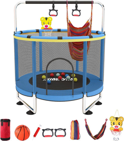 Trampoline for Baby Kids Adjustable Baby Toddler Trampoline with Basketball Hoop 440lbs Indoor Outdoor Toddler Trampoline with Enclosure