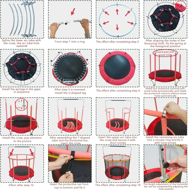 Trampoline for Baby Kids Adjustable Baby Toddler Trampoline with Basketball Hoop 440lbs Indoor Outdoor Toddler Trampoline with Enclosure