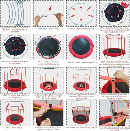 Trampoline for Baby Kids Adjustable Baby Toddler Trampoline with Basketball Hoop 440lbs Indoor Outdoor Toddler Trampoline with Enclosure