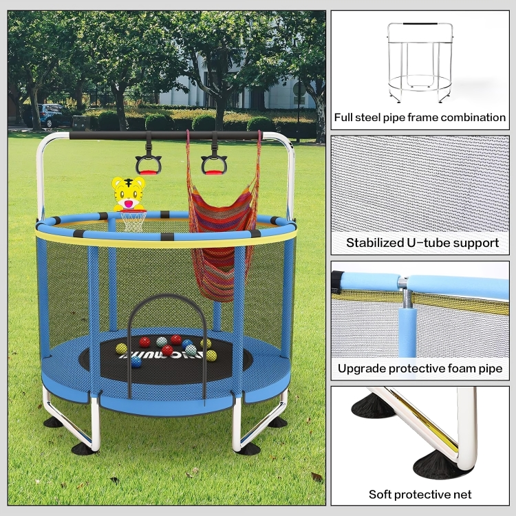 Trampoline for Baby Kids Adjustable Baby Toddler Trampoline with Basketball Hoop 440lbs Indoor Outdoor Toddler Trampoline with Enclosure