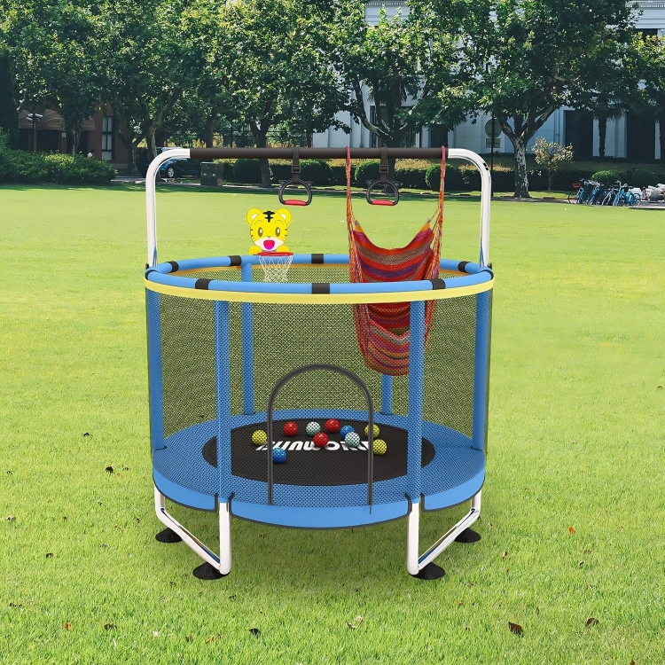 Trampoline for Baby Kids Adjustable Baby Toddler Trampoline with Basketball Hoop 440lbs Indoor Outdoor Toddler Trampoline with Enclosure