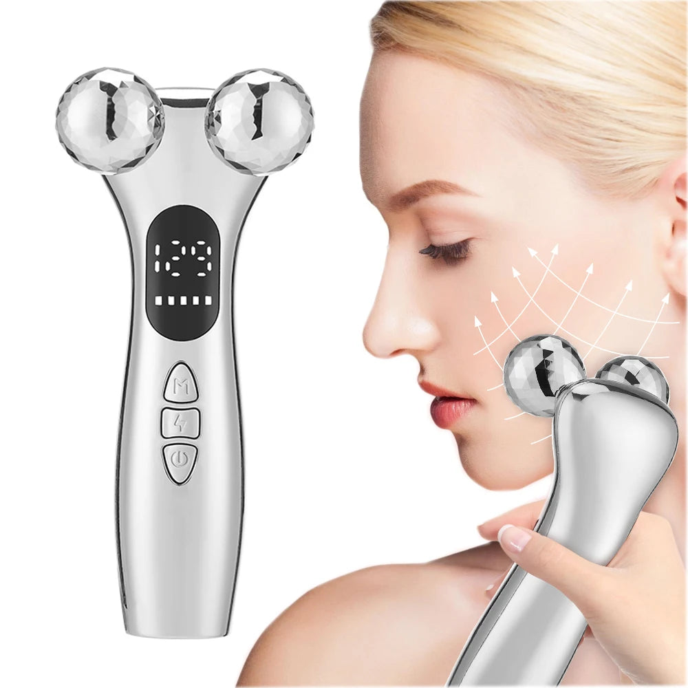 4D Microcurrent Face Massager Roller Electric Rechargeable Face Lift Roller Arms Legs Massager for Anti Aging Wrinkles Facial Massage