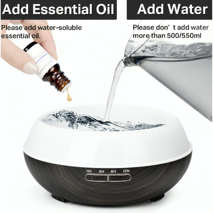 Aromatherapy Diffuser 550ml Essential Oil Diffuser Silent Humidifier Large Room Low Noise Wood Grain Ultrasonic Diffusers