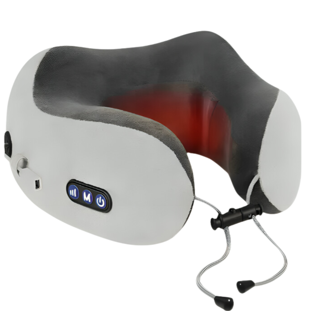 Neck Massager Portable Cervical Massager Plane Heated Pillow Massage Ideal for Travel Relaxation & Office Kneading Intelligent Heat Rolling Modes Memory Foam Comfortable