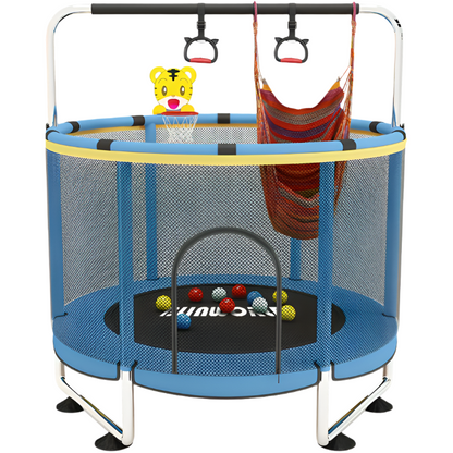 Trampoline for Baby Kids Adjustable Baby Toddler Trampoline with Basketball Hoop 440lbs Indoor Outdoor Toddler Trampoline with Enclosure