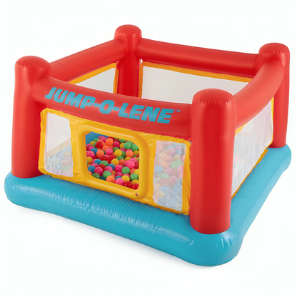 Intex Inflatable Jump-O-Lene Indoor or Outdoor Playhouse Trampoline Bounce Castle House with Crawl-Thru Door and Net for Kids Ages 3-6