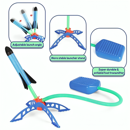 3Pcs Rocket Toy Kids Air Stomp Rocket Foot Pump Launcher Toys – Fun Outdoor Sport Game Playset for Children. Jump and Stomp to Launch Rockets high into the Air! Perfect for Active Outdoor Play and Exciting Jump Sport Games
