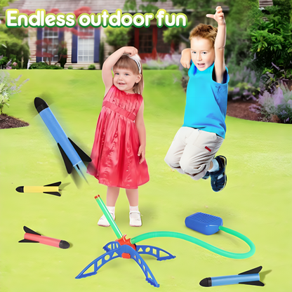 3Pcs Rocket Toy Kids Air Stomp Rocket Foot Pump Launcher Toys – Fun Outdoor Sport Game Playset for Children. Jump and Stomp to Launch Rockets high into the Air! Perfect for Active Outdoor Play and Exciting Jump Sport Games