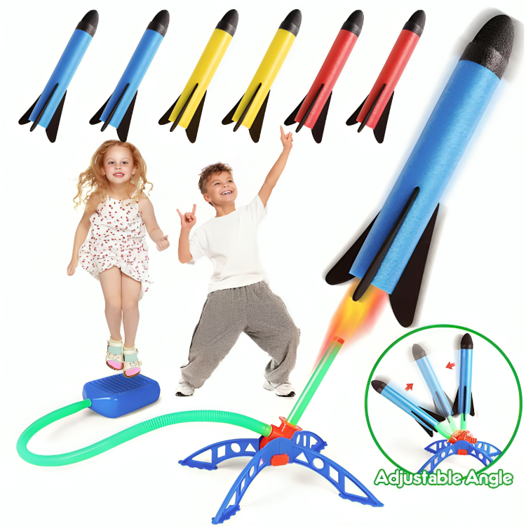 3Pcs Rocket Toy Kids Air Stomp Rocket Foot Pump Launcher Toys – Fun Outdoor Sport Game Playset for Children. Jump and Stomp to Launch Rockets high into the Air! Perfect for Active Outdoor Play and Exciting Jump Sport Games