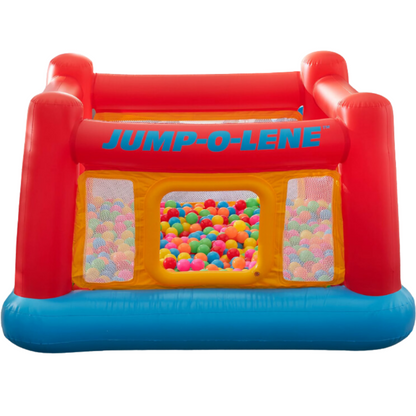 Intex Inflatable Jump-O-Lene Indoor or Outdoor Playhouse Trampoline Bounce Castle House with Crawl-Thru Door and Net for Kids Ages 3-6