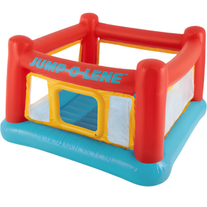 Intex Inflatable Jump-O-Lene Indoor or Outdoor Playhouse Trampoline Bounce Castle House with Crawl-Thru Door and Net for Kids Ages 3-6