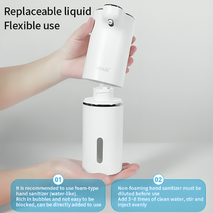 Automatic Soap Dispenser 300ml Adjustable Volume Control Rechargeable Hands Free Soap Dispenser for Kitchen Bathroom White