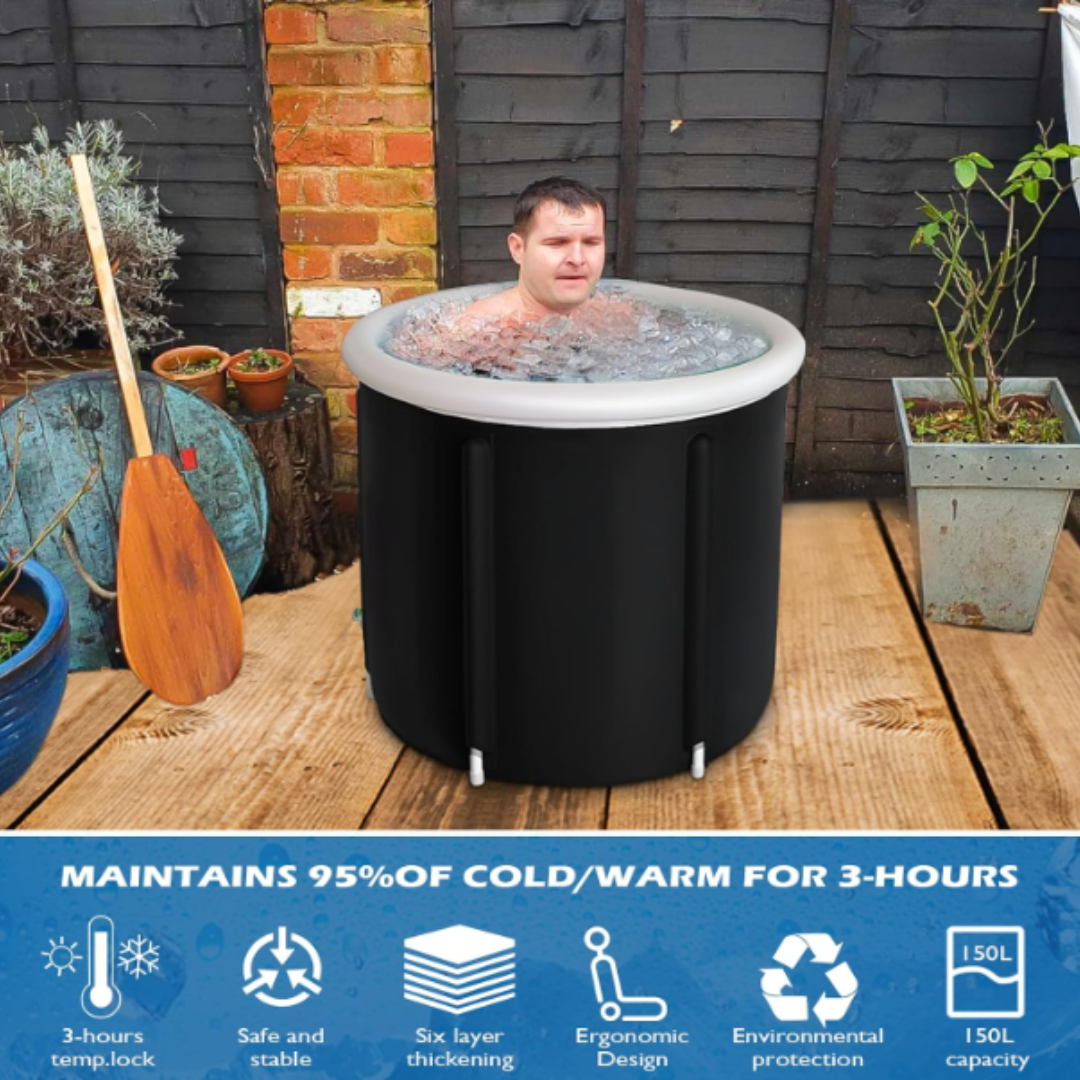 Therapy Ice Bath Pod Cold Water Plunge 3X Thermal Insulated Layers UFO Insulated Lid All Weather Cover Portable Outdoor Ice Bath Pod