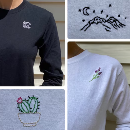 Premium Unisex Longsleeve T-shirt - Customizable Staff Logo Personalize Own Design Embroidery Direct-to-Garment