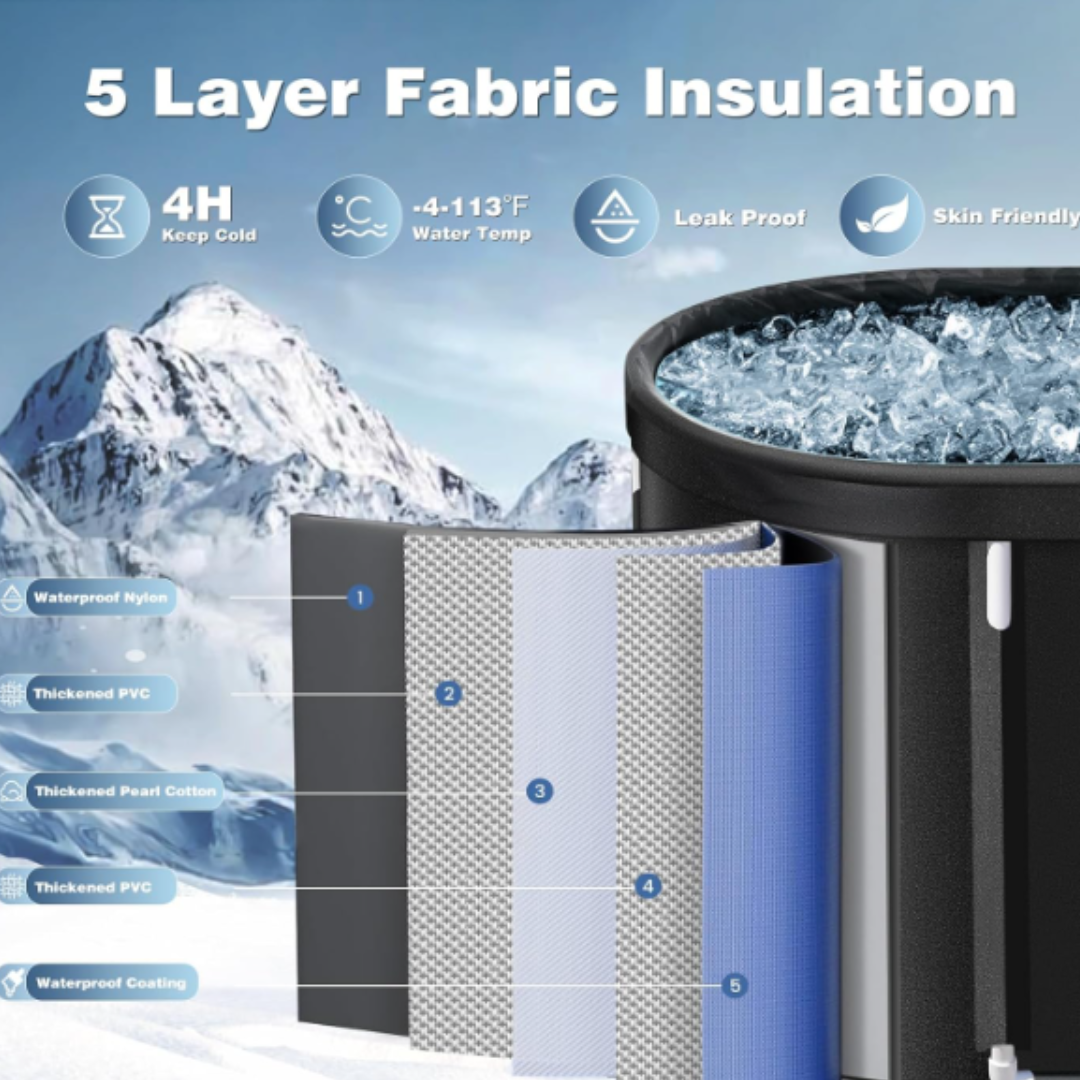 Ice Bath Portable Tub for Athletes Multiple Layered Portable Outdoor Cold Plunge Tub for Muscle Recovery Ice Baths for Home Gym Indoor Large 101 Gal XL