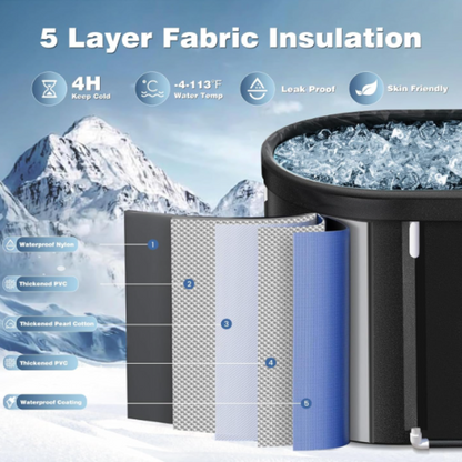 Ice Bath Portable Tub for Athletes Multiple Layered Portable Outdoor Cold Plunge Tub for Muscle Recovery Ice Baths for Home Gym Indoor Large 101 Gal XL
