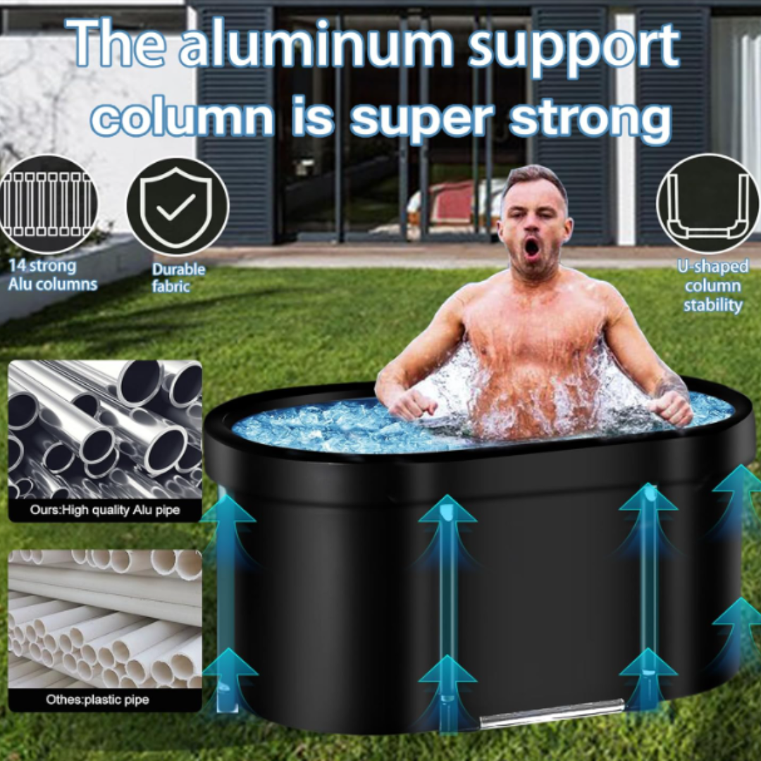 Ice Bath Upgrade XL 129 Gal Multiple Layered Portable Outdoor Cold Plunge Tub for Recovery Large Oval Ice Bath Tub Athletes Cold Plunge Foldable Ice Baths for Home Gyms Indoor