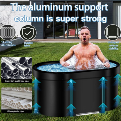 Ice Bath Upgrade XL 129 Gal Multiple Layered Portable Outdoor Cold Plunge Tub for Recovery Large Oval Ice Bath Tub Athletes Cold Plunge Foldable Ice Baths for Home Gyms Indoor