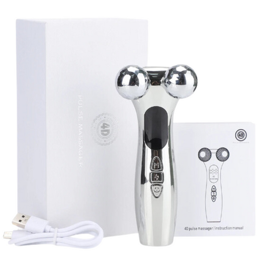 4D Microcurrent Face Massager Roller Electric Rechargeable Face Lift Roller Arms Legs Massager for Anti Aging Wrinkles Facial Massage