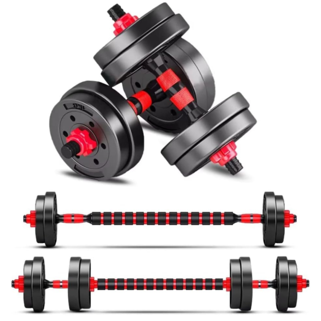 Adjustable-Dumbbells-Sets Free Weights Dumbbells Set of 2 Convertible To Barbell A Pair of Lightweight for Home Gym Equipment 20/30/40/60/80lbs