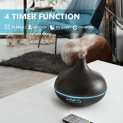 Aromatherapy Diffuser 550ml Essential Oil Diffuser Silent Humidifier Large Room Low Noise Wood Grain Ultrasonic Diffusers