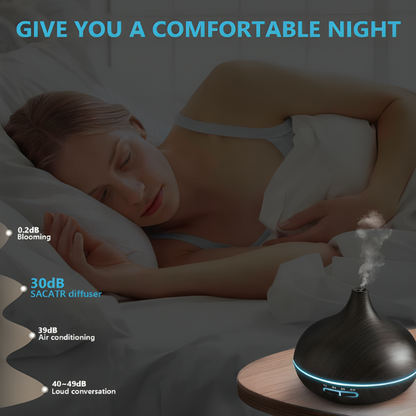 Aromatherapy Diffuser 550ml Essential Oil Diffuser Silent Humidifier Large Room Low Noise Wood Grain Ultrasonic Diffusers