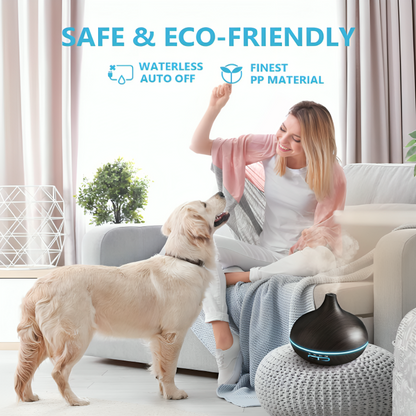 Aromatherapy Diffuser 550ml Essential Oil Diffuser Silent Humidifier Large Room Low Noise Wood Grain Ultrasonic Diffusers