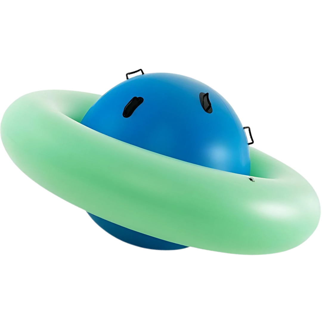 Inflatable Dome Rocker Bouncer 88'' Kids Giant Rocker Bounce Rotate Ball Teeter Totter Seesaw Climbing Bridge with 6 Handles Blow Up Giant Rocking Ball Kids Inflatable Rotating Ball
