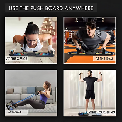 Push Up Board Home Gym Portable Exercise Equipment Pilates Bar Fitness Accessories with Resistance Bands Full Body Workout at Home