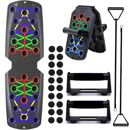 Push Up Board Home Gym Portable Exercise Equipment Pilates Bar Fitness Accessories with Resistance Bands Full Body Workout at Home