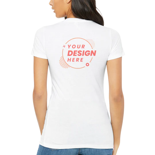 Short Sleeve Womens T-shirt 100% Cotton Customize own Logo Photo Picture Phrase Personalize Embroidery Direct-to-Garment