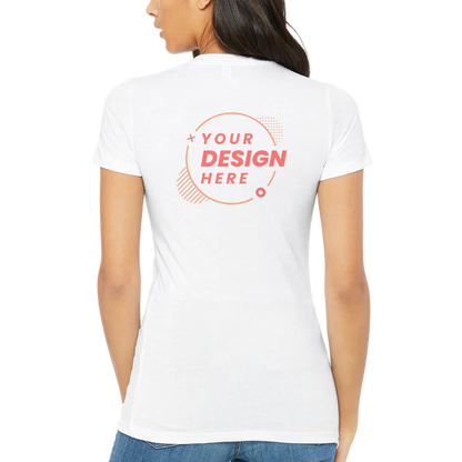 Short Sleeve Womens T-shirt 100% Cotton Customize own Logo Photo Picture Phrase Personalize Embroidery Direct-to-Garment