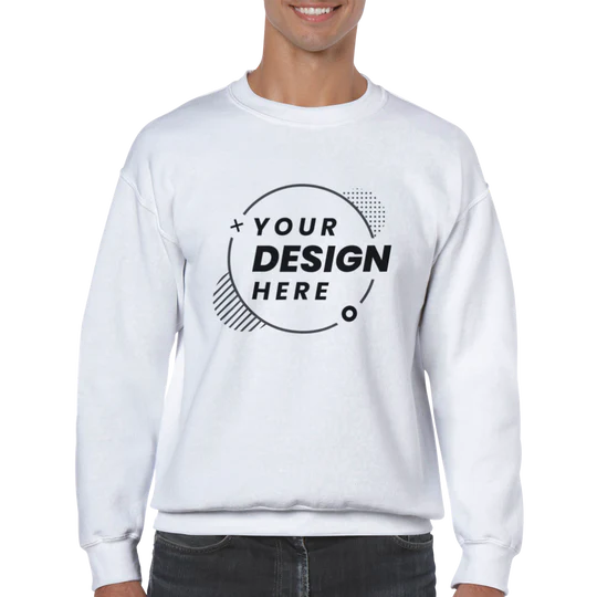Classic Unisex Crewneck Sweatshirt - 100% Cotton Customize own Logo Photo Picture Phrase Personalize  Embroidery Direct-to-Garment
