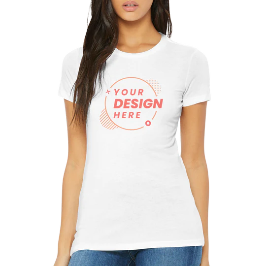 Short Sleeve Womens T-shirt 100% Cotton Customize own Logo Photo Picture Phrase Personalize Embroidery Direct-to-Garment