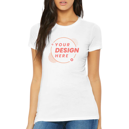 Short Sleeve Womens T-shirt 100% Cotton Customize own Logo Photo Picture Phrase Personalize Embroidery Direct-to-Garment