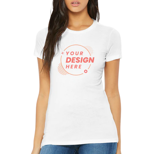 Short Sleeve Womens T-shirt 100% Cotton Customize own Logo Photo Picture Phrase Personalize Embroidery Direct-to-Garment